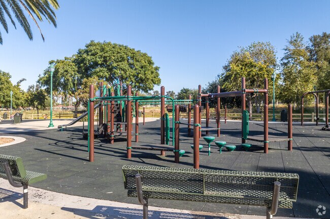 There is a good side playground for kids of all ages to play on at the College Park.