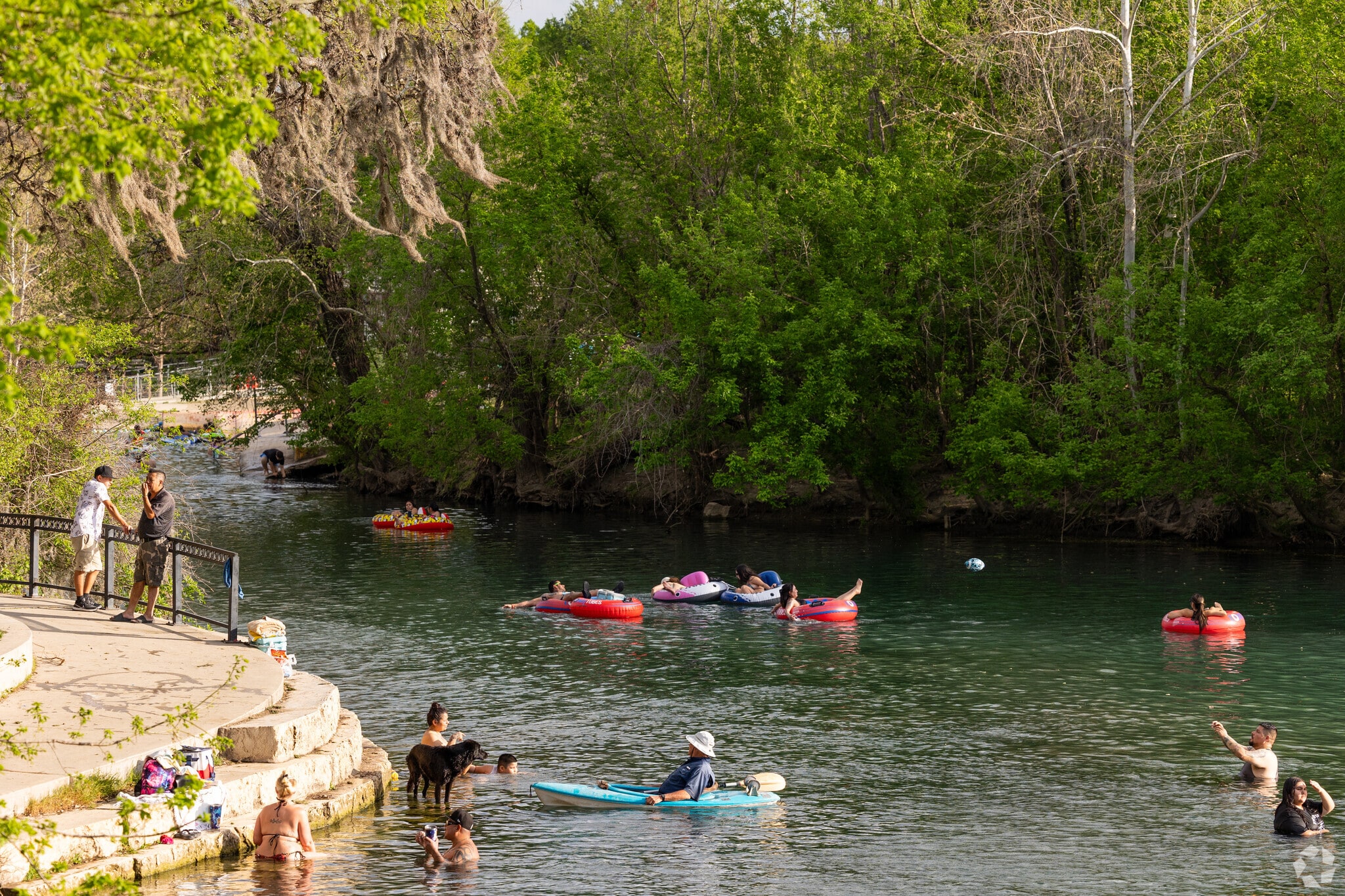 Many visitors Hinman Island Park enjoy relaxing and floating down the river in New Braunfels.