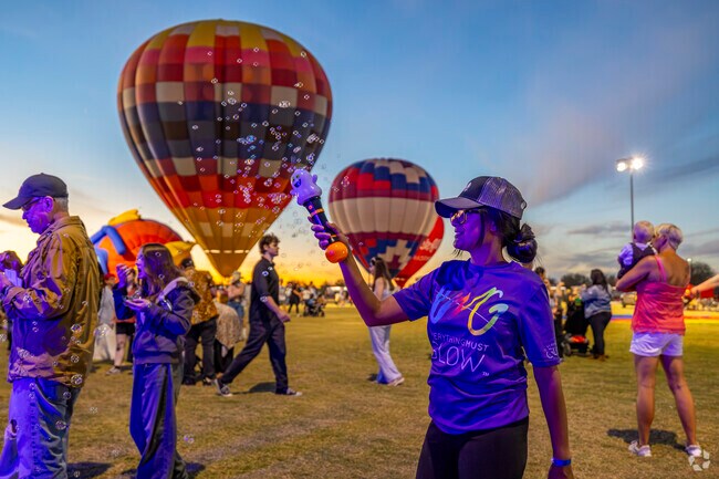 The Spooktacular Hot Air Balloon Festival near McCormick Ranch transforms the night sky with a mesmerizing glow from over 20 illuminated balloons.