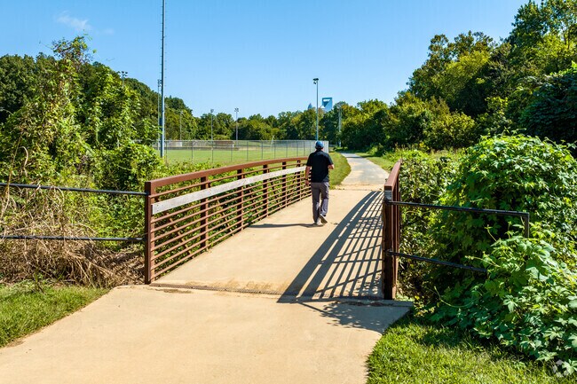 You can enjoy a walk on the Irwin Creek Greenway as it runs in and around Uptown Charlotte.