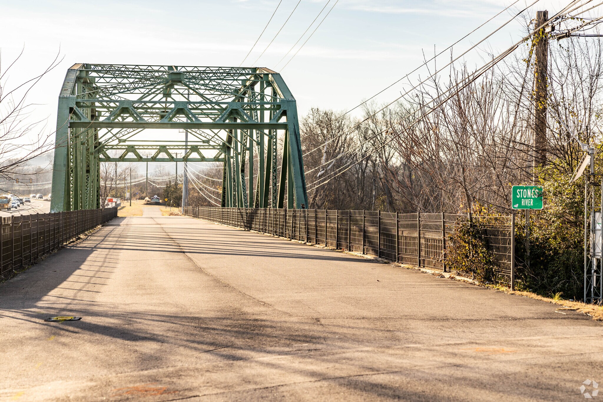 Stone Hall Park has a walking bridge across the Cumberland River.