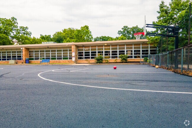 The basketball court at Elm Avenue Elementary is a great opportunity for exercise in Wyoming.