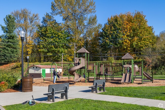 Haller Park near Bryant features a playground, trails, a water park and sidewalk art.