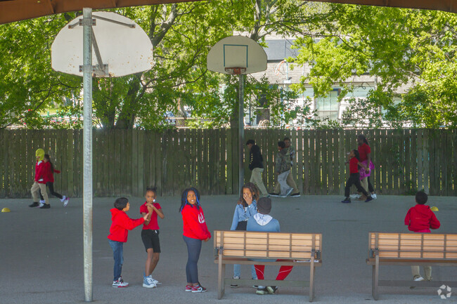 Cook Elementary School in Houston offers a shaded basketball court for kids to enjoy.