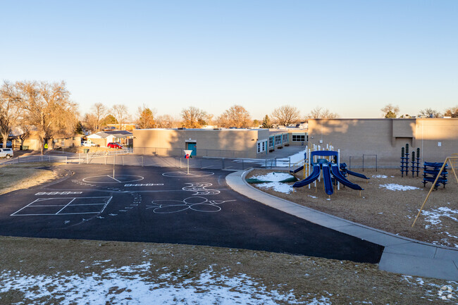The outdoor play area at Hillcrest Elementary School in Northglenn, Colorado.