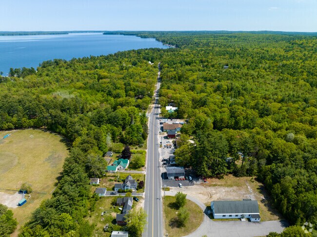 The town of Sebego stretches along Sebego Lake.