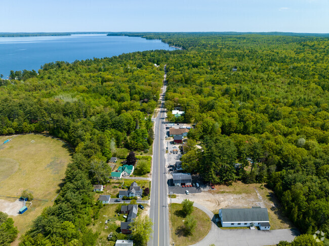 The town of Sebego stretches along Sebego Lake.