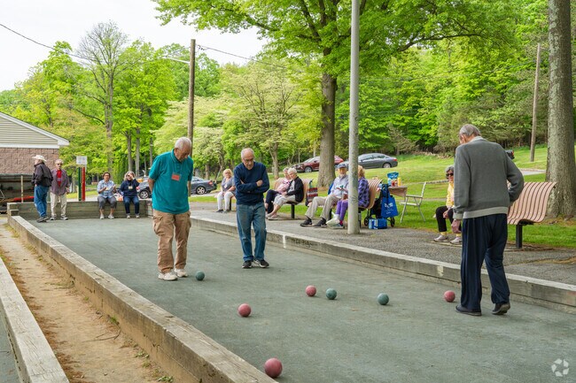 Friends can swing by Cedar Grove Community Park in order to enjoy a game of Bachi Ball.