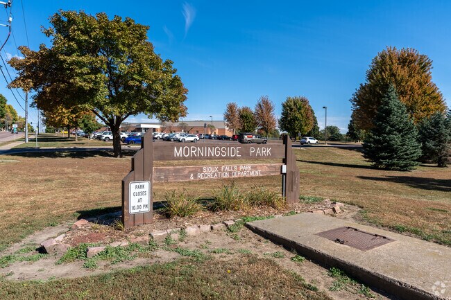 Morningside Park has open play fields, playground, basketball court, and picnic shelter.