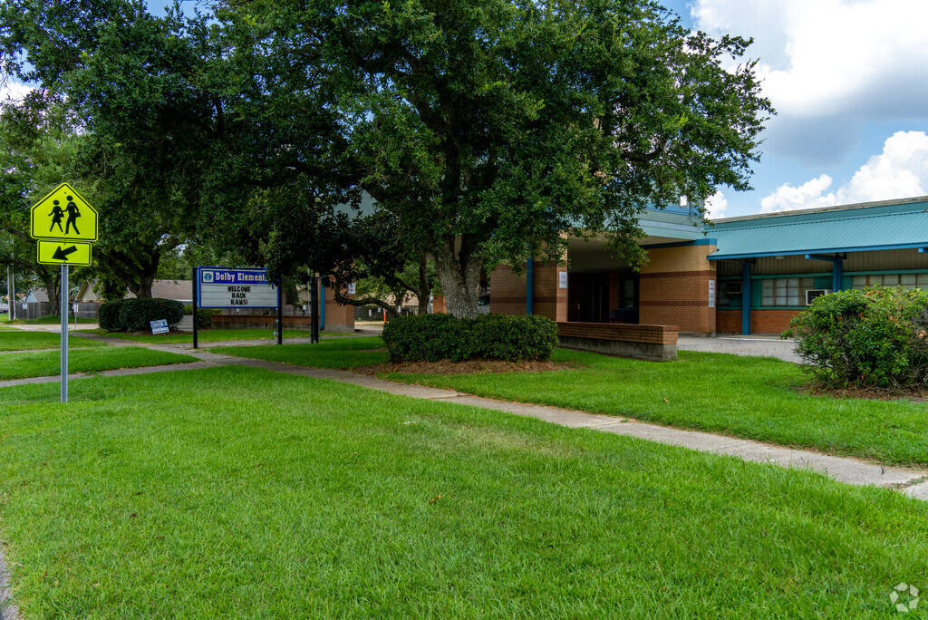A view of the Dolby Elementary School buildings from the street.