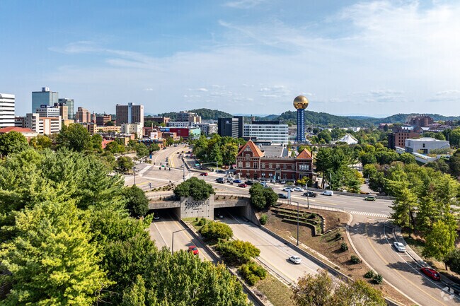 The Sunsphere welcomes people to Knoxville, TN.