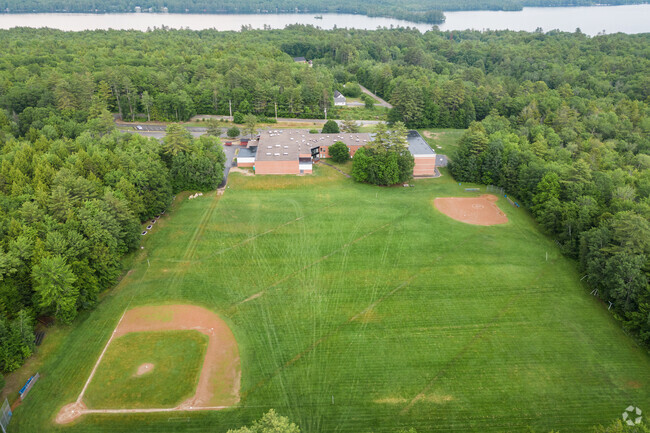 Aerial back view of Lake Region Middle School and the sports fields.