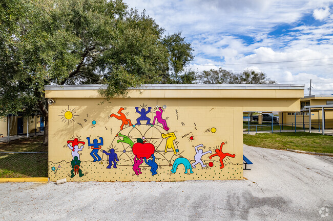 Kids draw art on he walls at Clermont Elementary School located in Clermont.