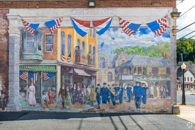 Beautiful murals are painted all around Bangor Central Historic District.