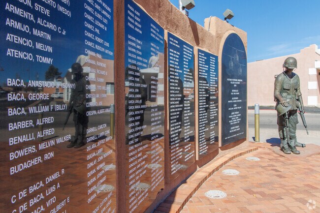 A beautiful veterans' memorial sits along Main Street in Bernalillo to honor fallen soldiers.