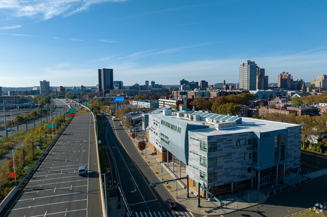 An aerial view of Metropolitan Business High School.