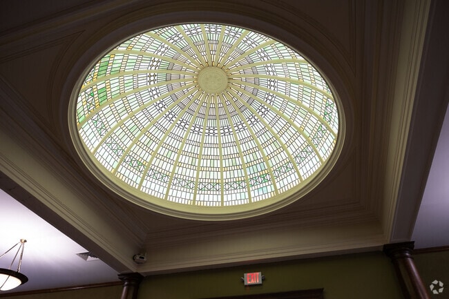 Indian Orchard's library was built by Carnegie and the stain glass dome is a sight to see.
