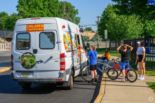 Kids gather on bikes at Lyndhurst Municipal Park, a central spot for outdoor fun.