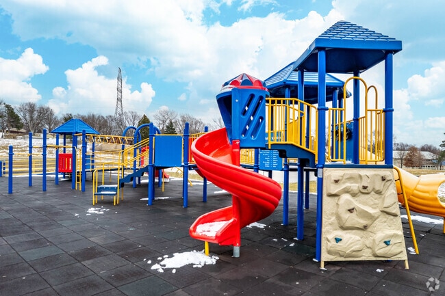 Oak Valley Elementary School features two fenced in playgrounds.