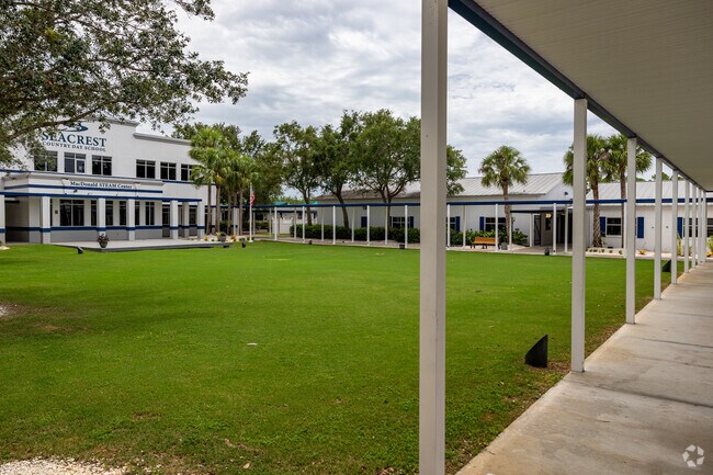 Seacrest Country Day School in Naples has a central courtyard between buildings.