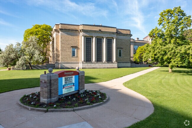 Shorewood High School signage provides daily announcements.