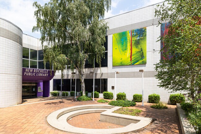 The New Rochelle Library in New York features art and exciting architectural design.