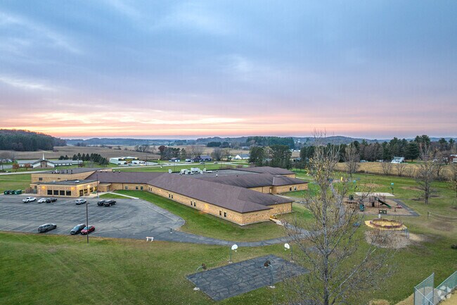 Tiffany Creek Elementary has multiple wings on the building.