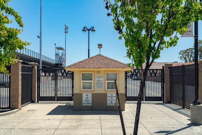 The entrance to the football field at Wasco High School .