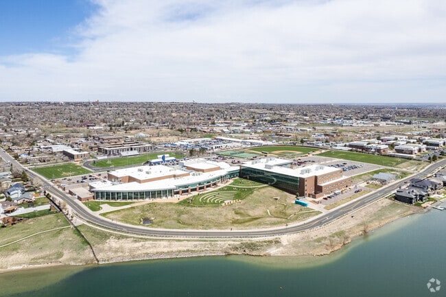Westminster High School overall campus view showing sports fields and proximity to Hidden Lake