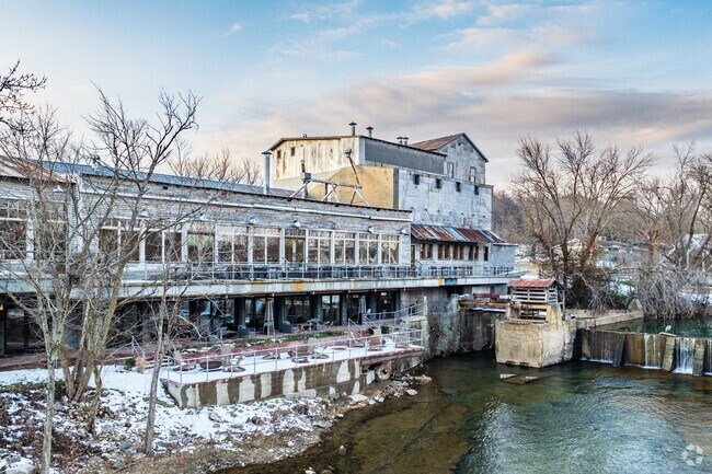 The Ozark Mill restaurant sits on the banks of the Finley River in Ozark.