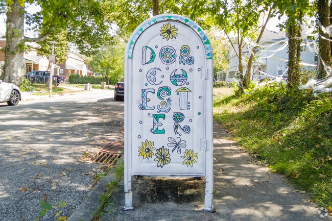A whimsical mailbox greets you to the Dorchester neighborhood.