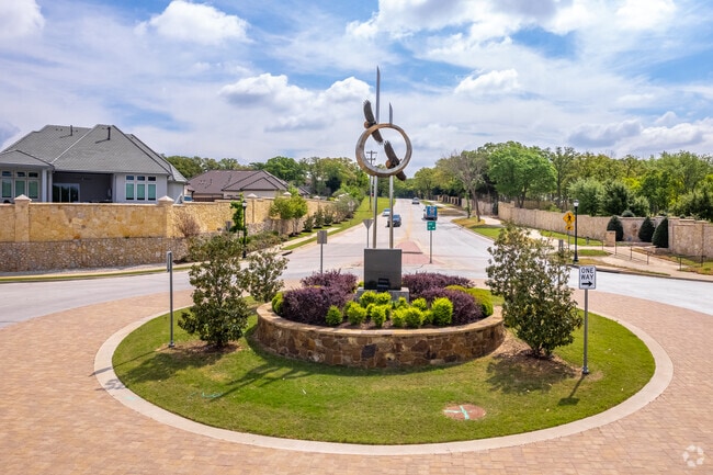 Westlake has many roundabouts with beautiful statues in the middle.