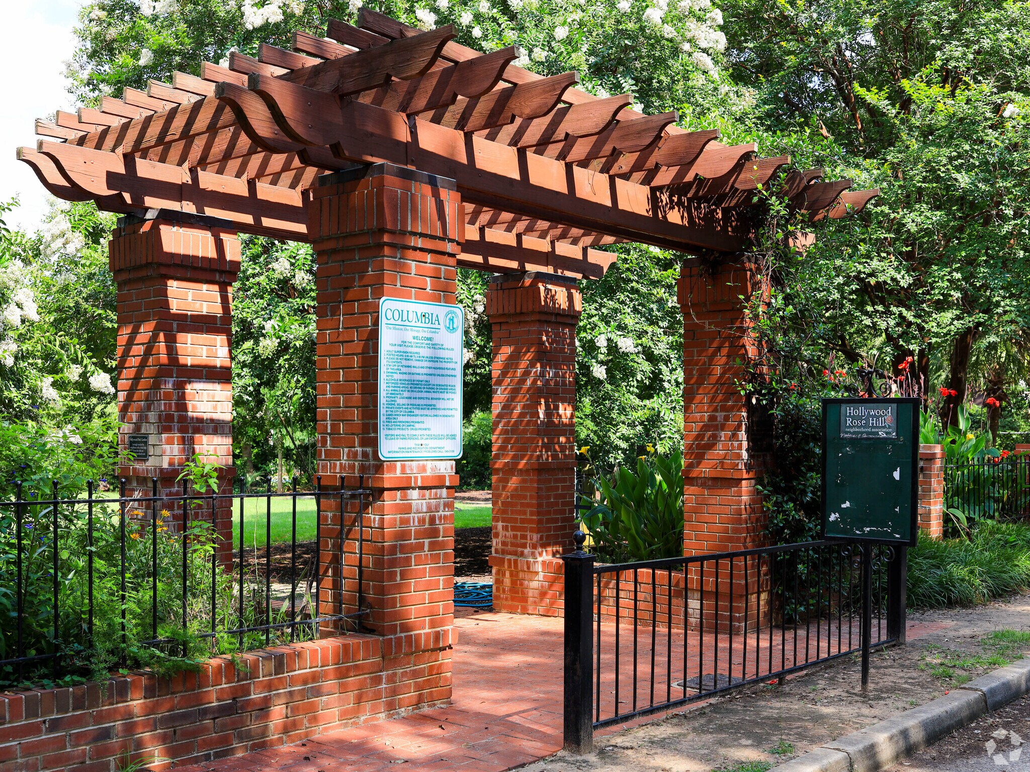 Hollywood Park is in Wales Garden and offers a view of colorful blossoms.
