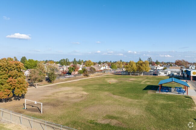 Students at Isabelle Jackson Elementary can play soccer on the field during recess and lunch.