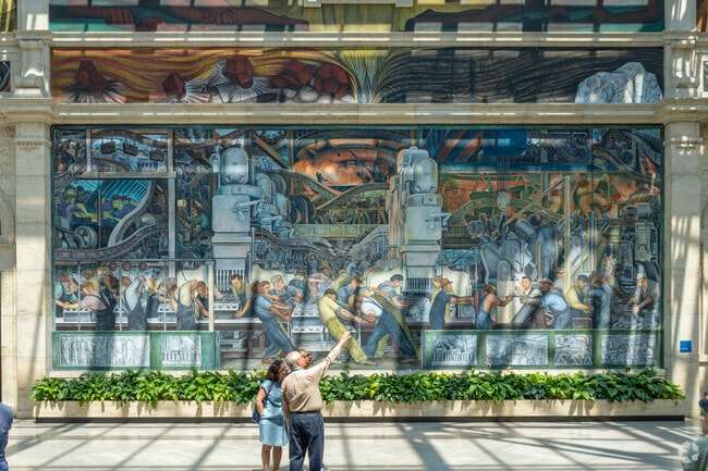 Piety Hill residents view the 27 Diego Rivera murals at the Detroit Institute of Arts.
