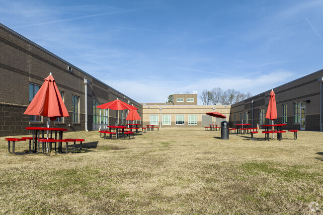 Newell Elementary School outdoor cafeteria area.
