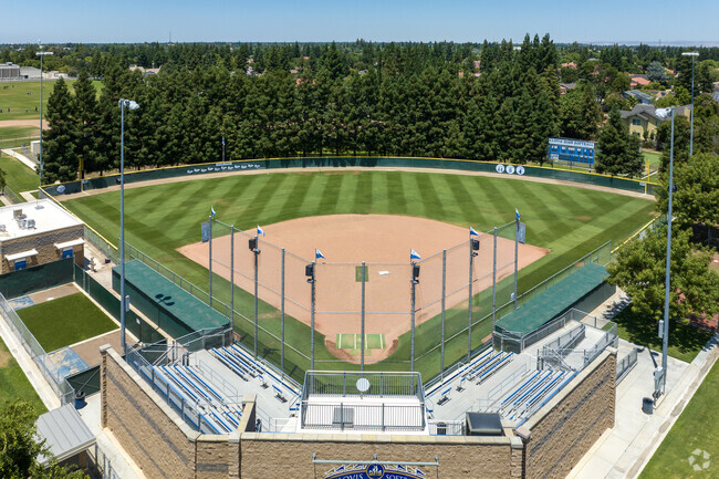 There is a baseball stadium at Clovis High School that hosts lively games suring the season.