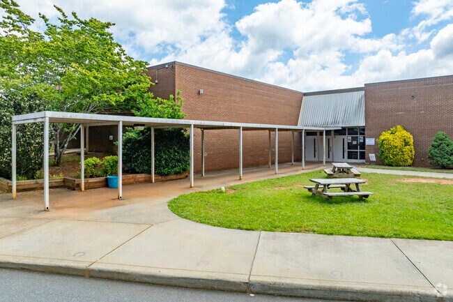 Bus riders have a separate entrance at Webb A. Murray Elementary School.