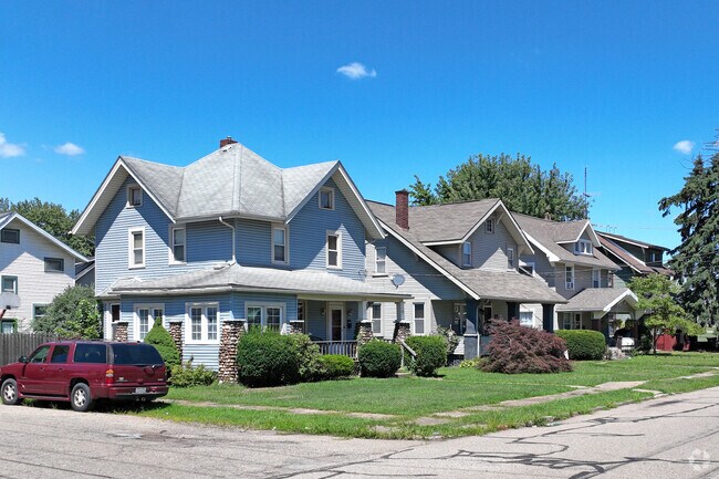 Two-story homes with front porches that overlook yards are popular in the Fairgrounds area.