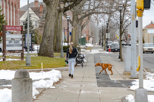 Walking is the preferred method of travel in the heart of downtown Naugatuck.