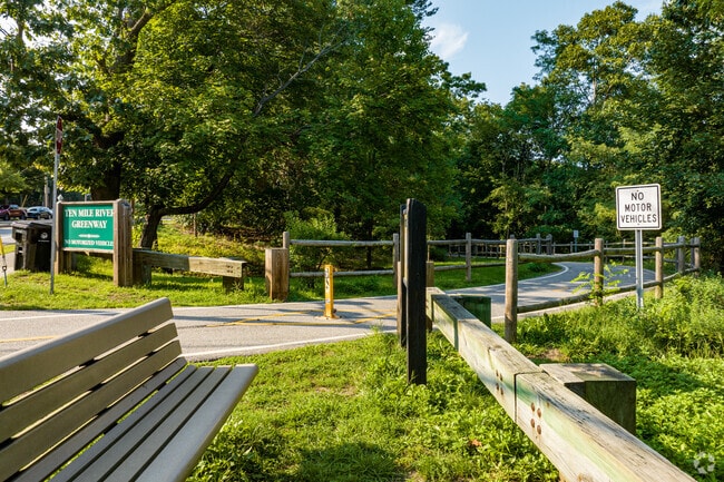 Ten Mile Riverway path is a local spot for walking, jogging, or running in Darlington.