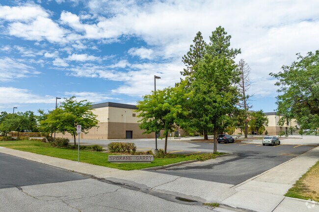 Garry Middle School has a small parking lot in front of the school for staff and visitors.