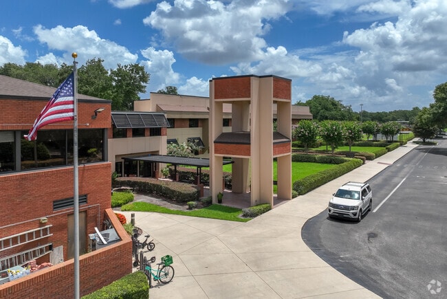 The entrance to Orangewood Christian School welcomes students and parents.