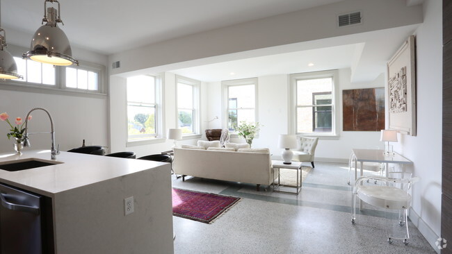 Spacious living room with views of the Short North Arts District