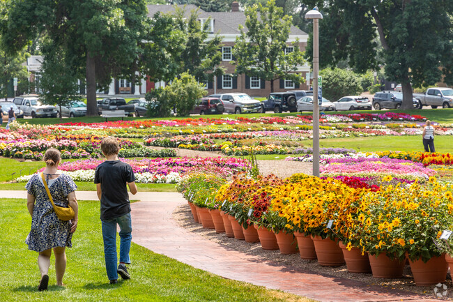 University Park is just a short walk from a locally famous flower garden.