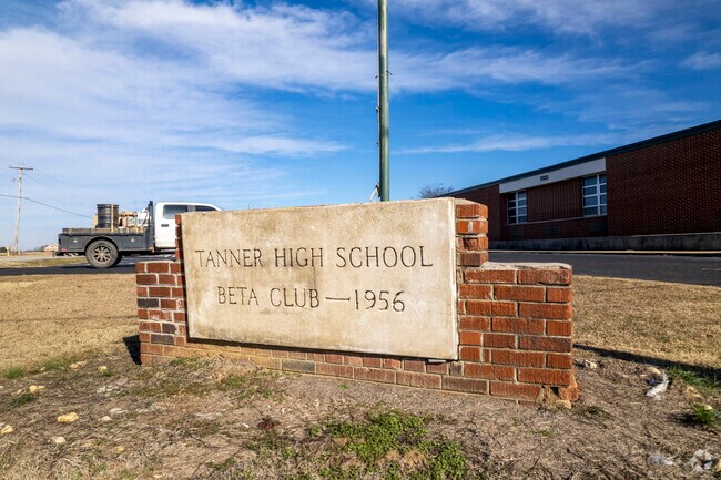 Sign for Tanner High School from 1956 in Athens, Alabama.