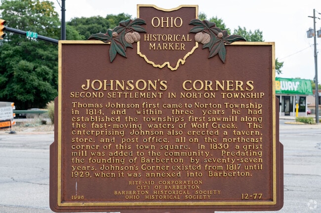 According to this marker, Johnson's Corner was the second settlement in Norton Township.