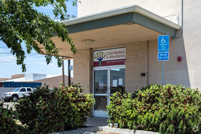 The entrance to Community Day School in Sanger.