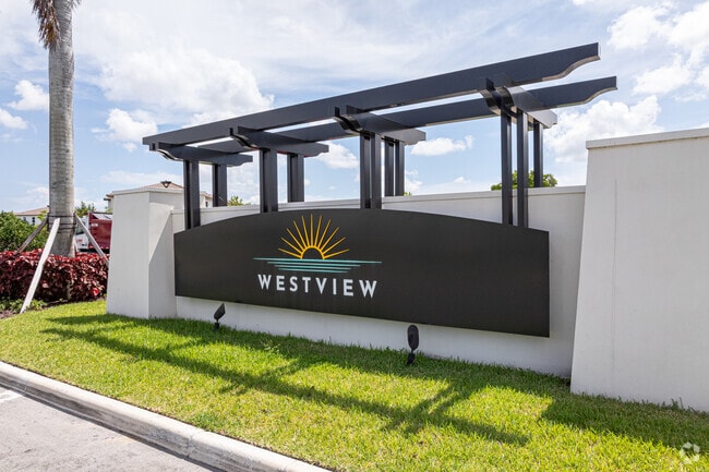 The gated community entrance in Westview is designed to impress with striking architecture.