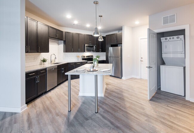 Stainless Steel Appliances and Pendant Lighting